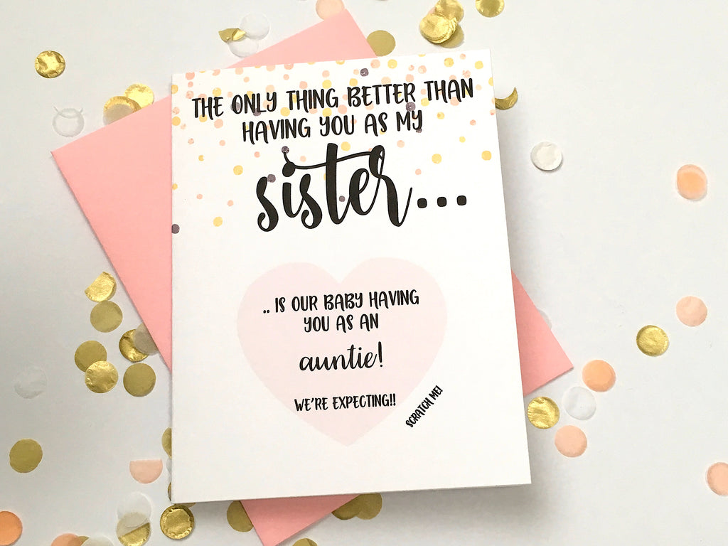 Sister Pregnancy Reveal Scratch Off Card