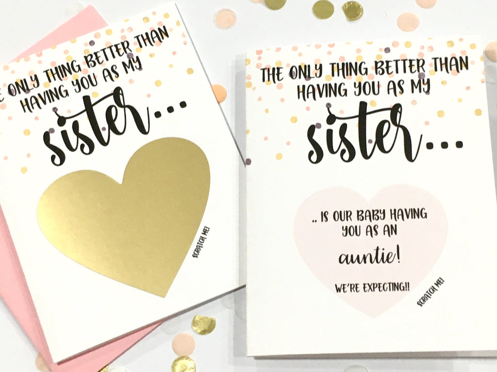 Sister Pregnancy Reveal Scratch Off Card
