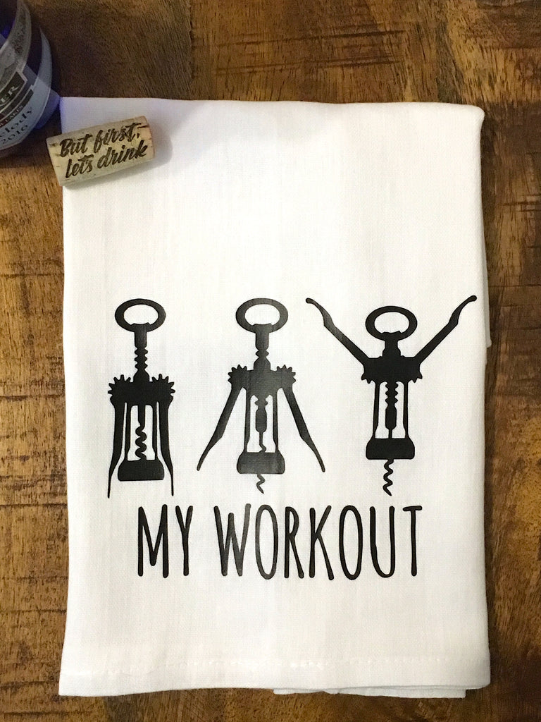 Wine Workout Funny Kitchen Towel