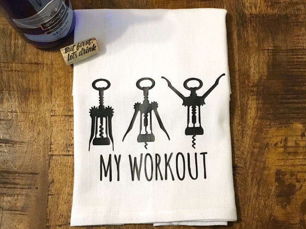Wine Workout Funny Kitchen Towel
