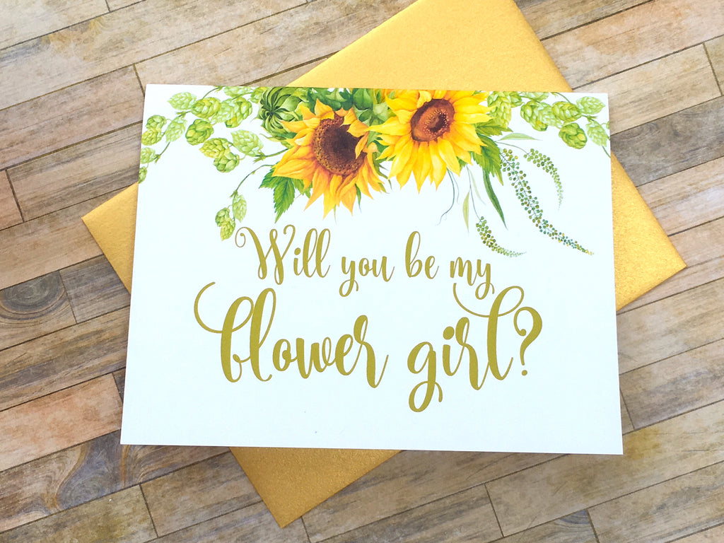 Sunflower Flower Girl Proposal Card