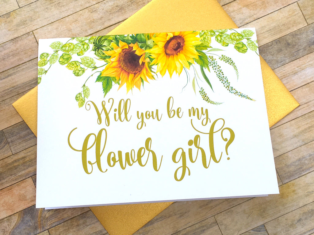 Sunflower Flower Girl Proposal Card
