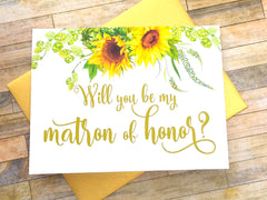 Sunflower Matron of Honor Proposal Card