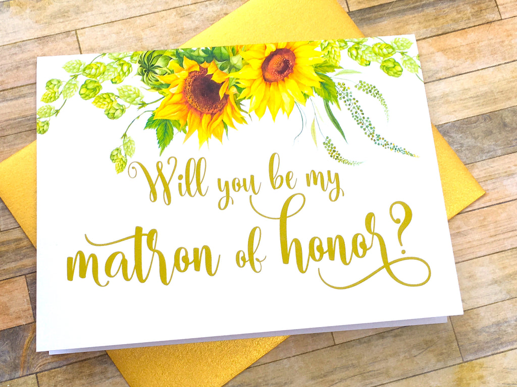Sunflower Matron of Honor Proposal Card