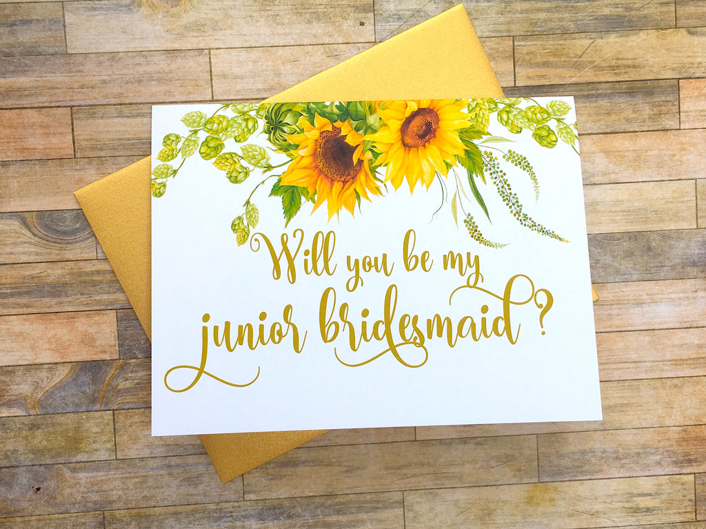 Sunflower Junior Bridesmaid Proposal Card