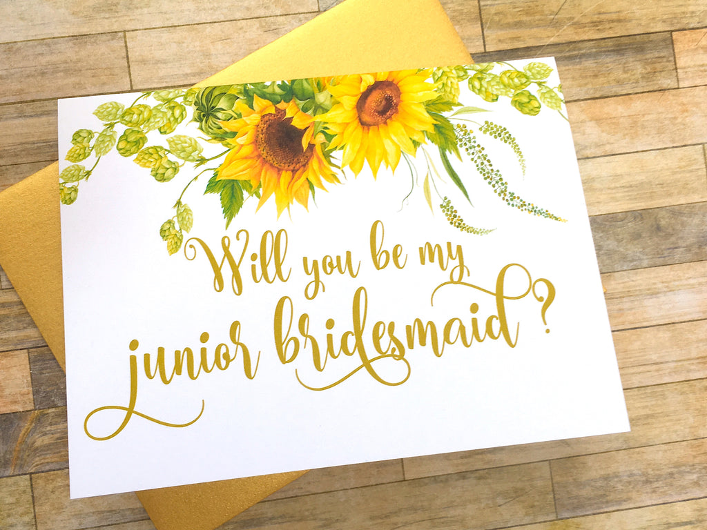 Sunflower Junior Bridesmaid Proposal Card
