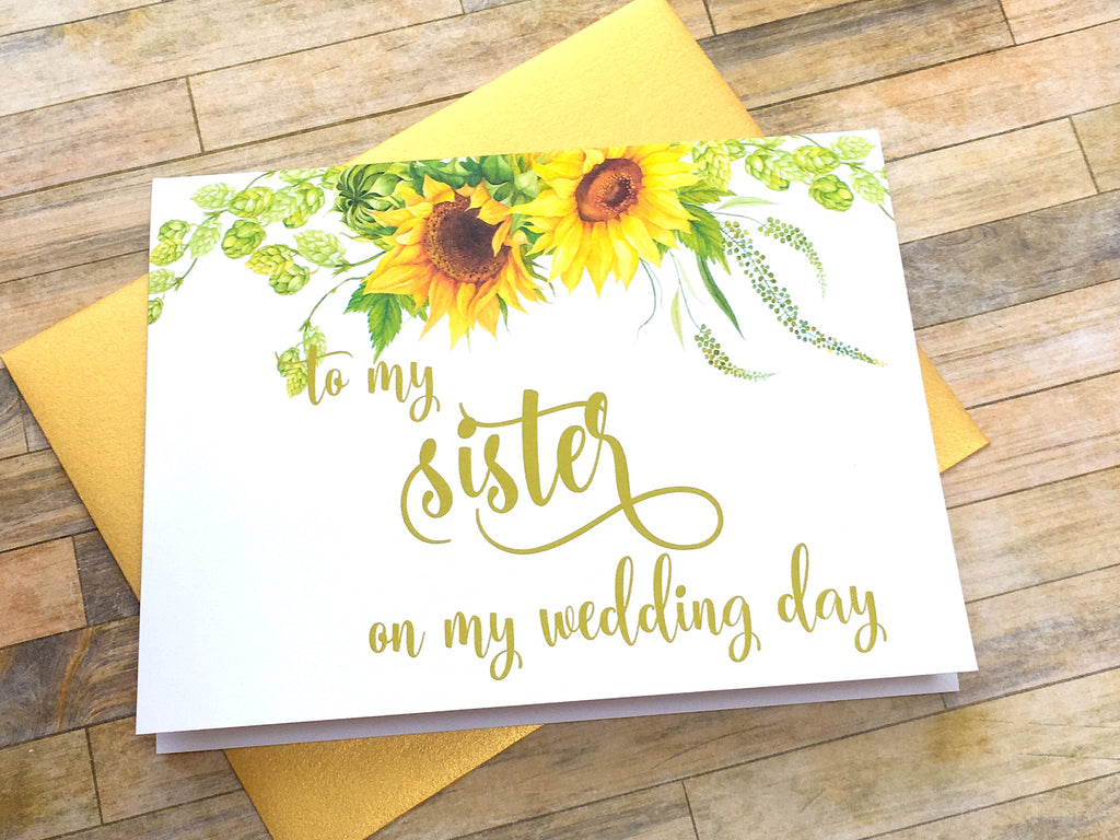 Sunflower Card for Sister on Wedding Day