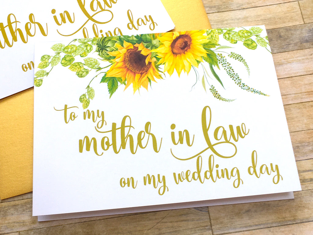 Sunflower To My Mother in Law on My Wedding Day Card
