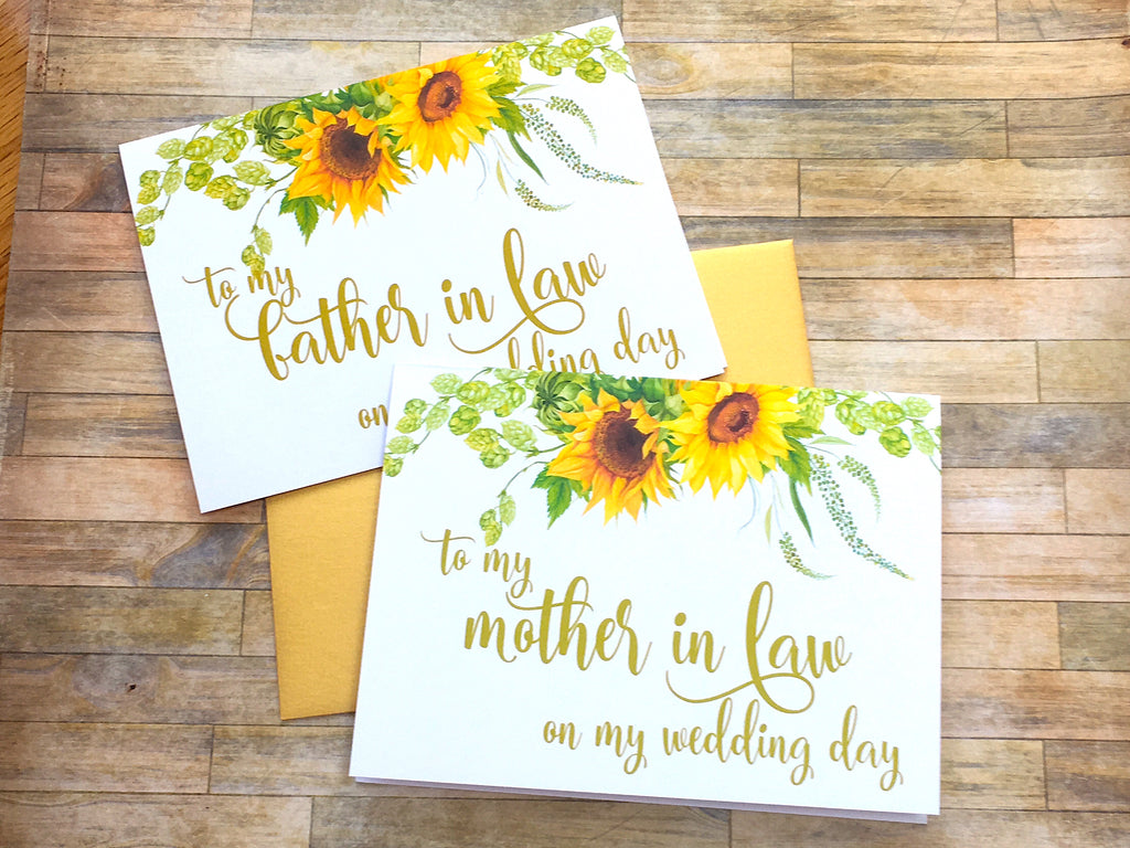 Sunflower To My Father in Law on My Wedding Day Card