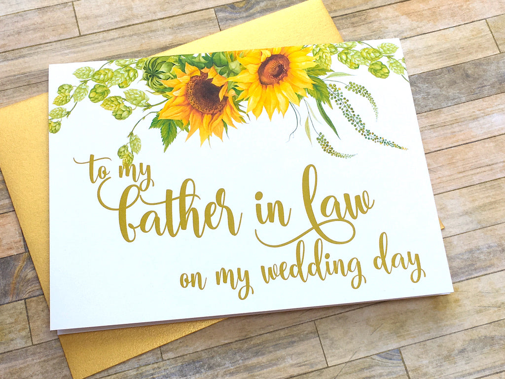 Sunflower To My Father in Law on My Wedding Day Card