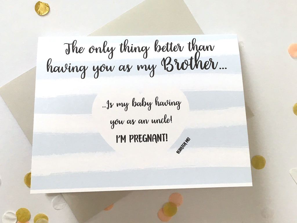Brother to Uncle Striped Scratch Off Pregnancy Announcement