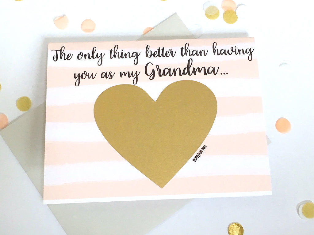 Grandma to Great Grandma Striped Scratch Off Pregnancy Announcement