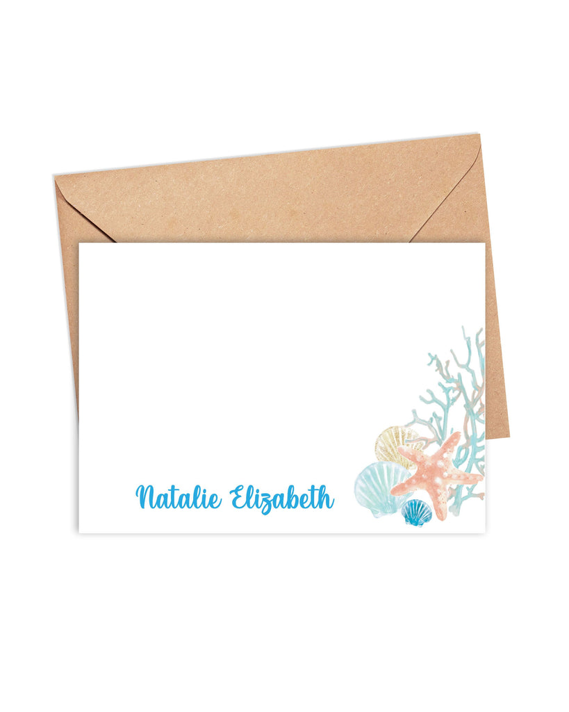 starfish shells and coral stationery