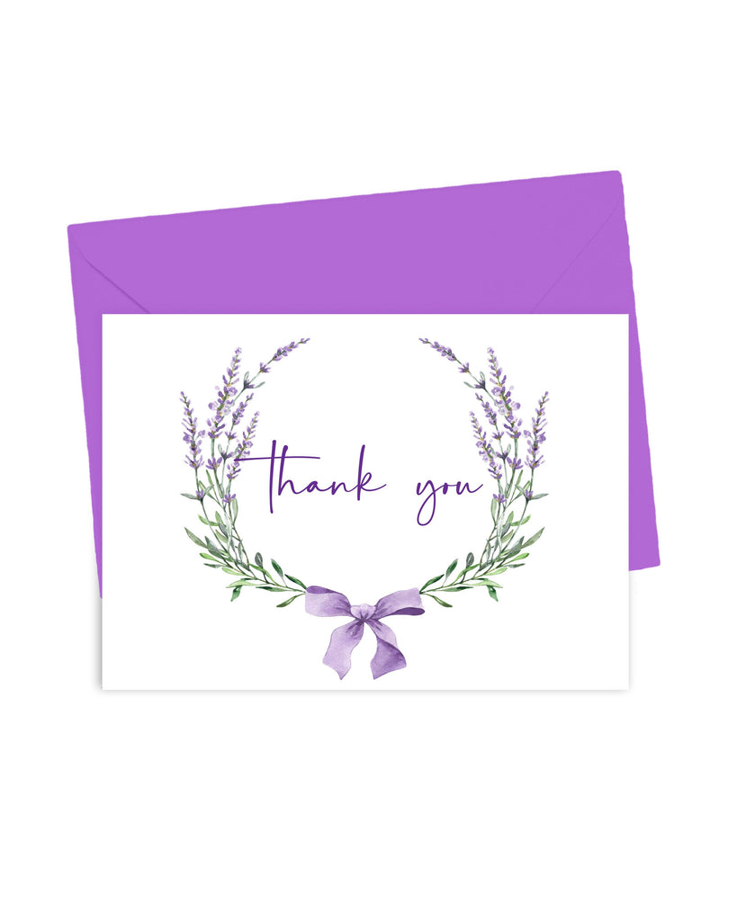 Lavender Wreath Thank You Cards