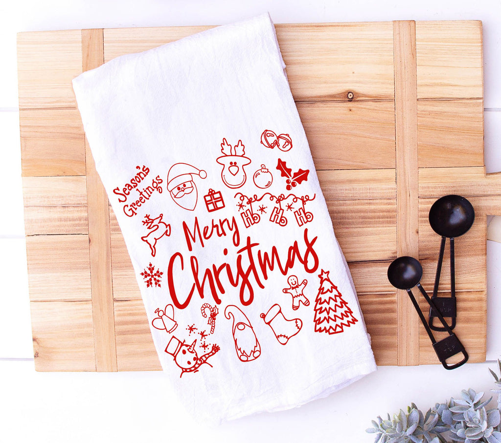 Christmas Kitchen Towel Seasons Greetings Ho Ho Ho – Designing Moments
