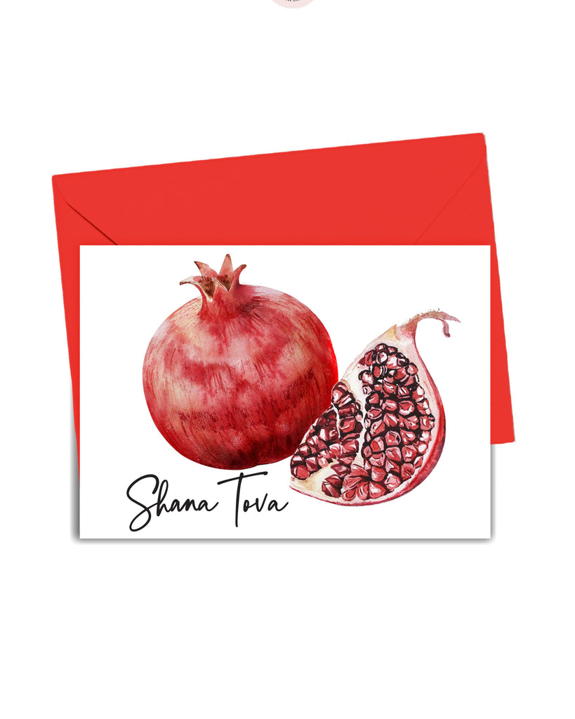 Shana Tova Watercolor Pomegranate Card
