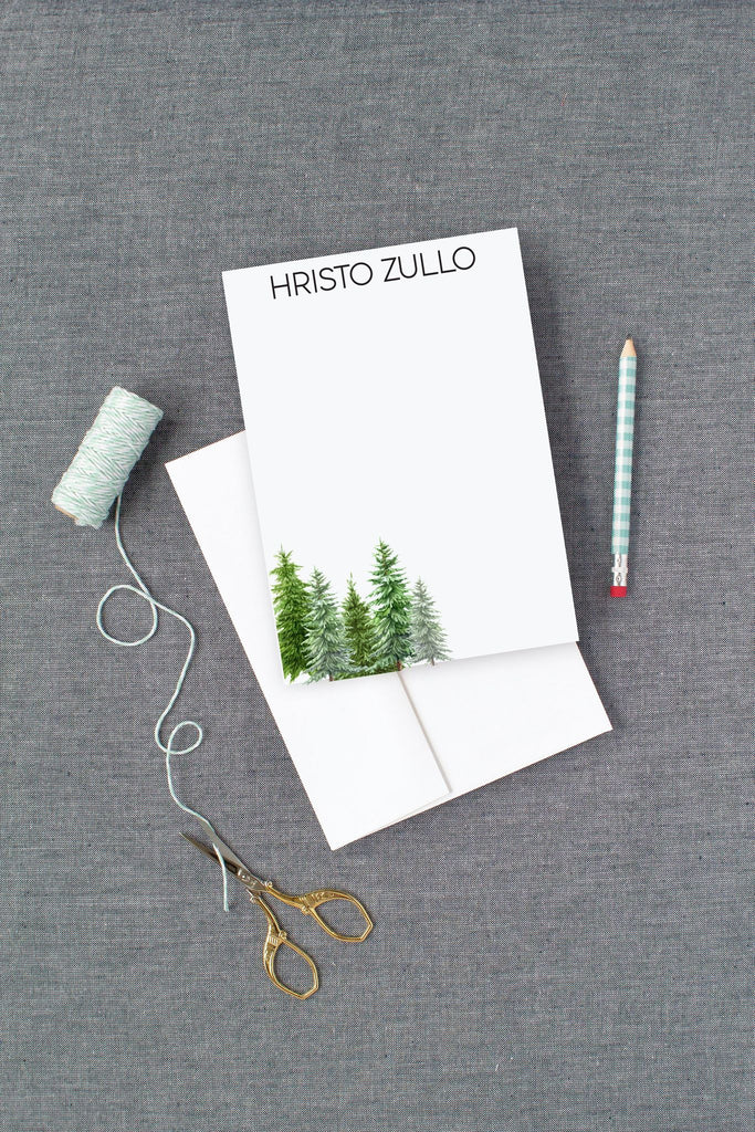 Personalized Watercolor Trees Stationery