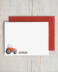 red tractor note card set