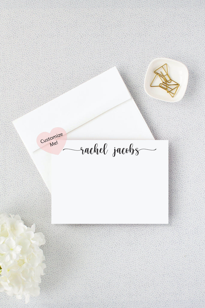 Modern Calligraphy Personalized Name Stationery (Set of 10)
