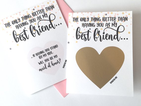 Best Friend Maid of Honor Scratch Off Proposal Card