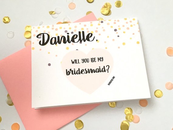 Pink Dots Personalized Scratch Off Will You Be My Bridesmaid Proposal