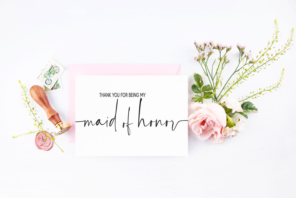 Modern Thank You for Being My Maid of Honor Card