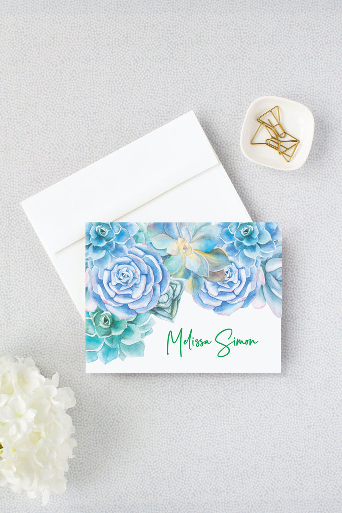 Personalized Succulent Folded Cards