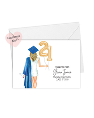 Custom Graduation Thank You Cards for Her, Set of 10