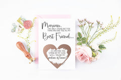 Heart scratch off custom wedding proposal card for best friend