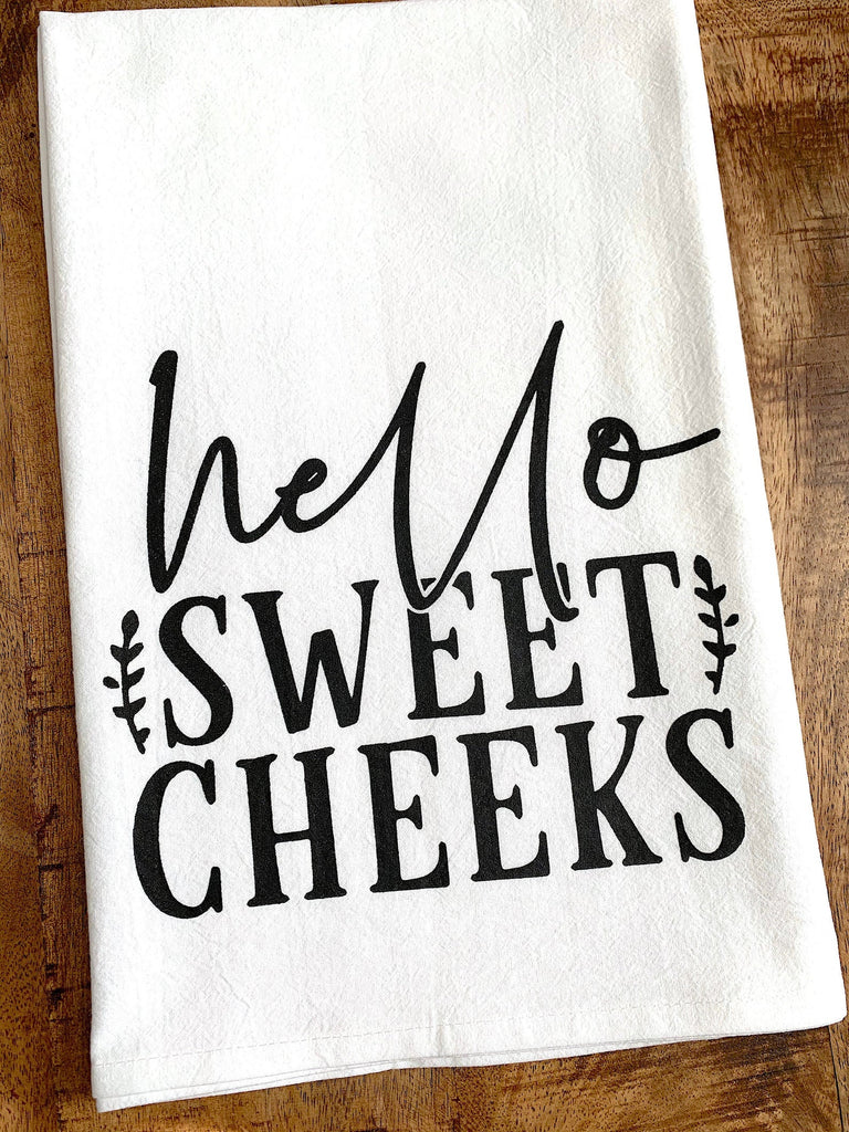 Hello Sweet Cheeks! Funny bathroom hand towel decor