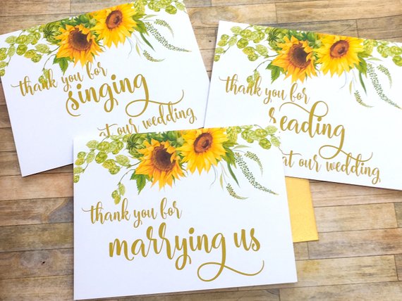 Sunflower Officiant Thank You Card