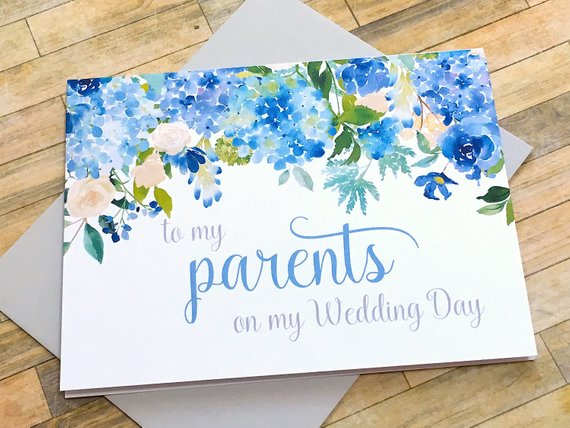 Hydrangea Card for Parents on Wedding Day
