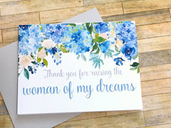Hydrangea Thank You for Raising the Woman of My Dreams Wedding Day Card