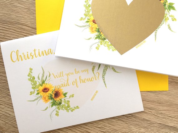 Sunflower Maid of Honor Scratch Off Proposal