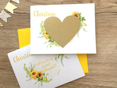 Sunflower Junior Bridesmaid Proposal Scratch Off Card