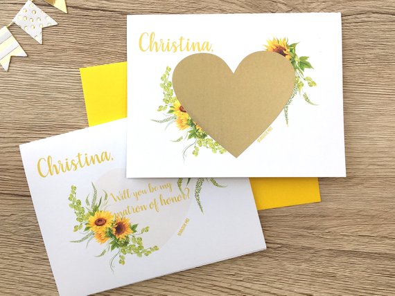 Sunflower Matron of Honor Scratch Off Proposal