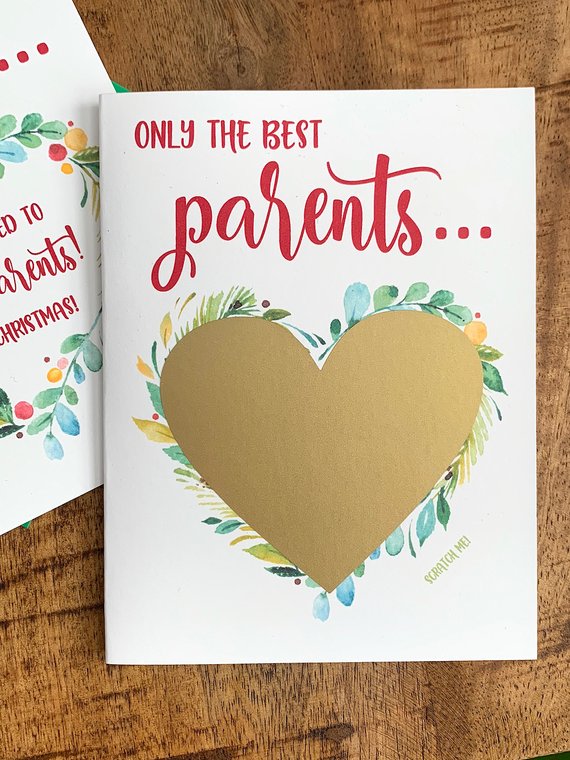 Parents Christmas Pregnancy Scratch Off Card