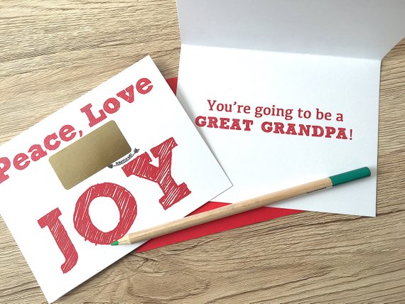 Christmas Joy Baby Reveal Scratch off Card for Grandpa