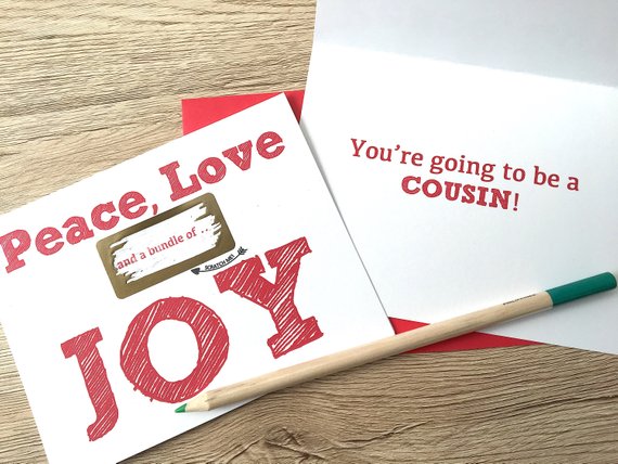 Peace, Love and a Bundle of Joy Scratch Off Card for Niece or Nephew