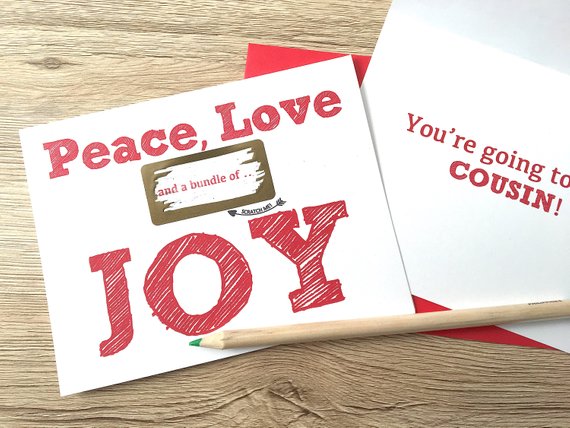 Peace, Love and a Bundle of Joy Scratch Off Card for Niece or Nephew