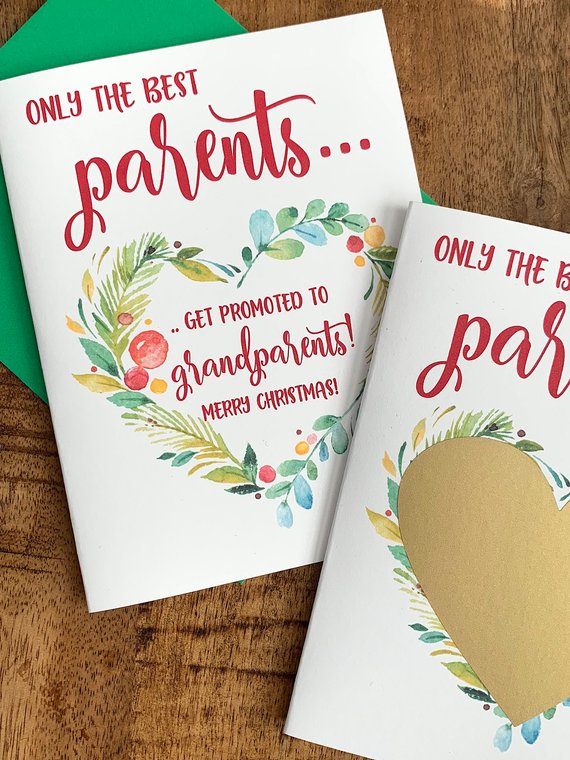 Parents Christmas Pregnancy Scratch Off Card