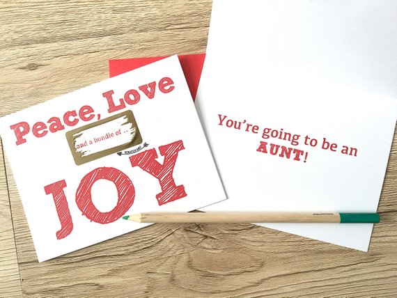 Holiday Baby Scratch off Card for Best Friend Peace Love and a Bundle of Joy