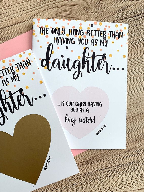 Big Sister Pregnancy Reveal to Daughter Scratch Off Card