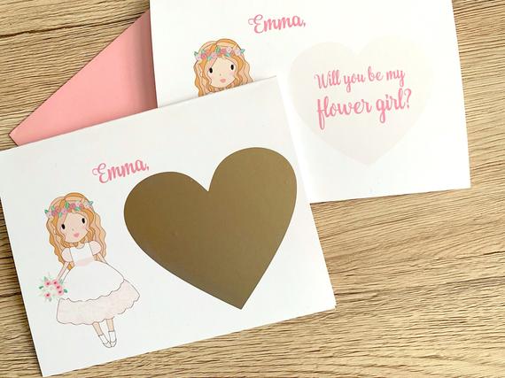 Little Girl Flower Girl Scratch Off Proposal with Custom Name