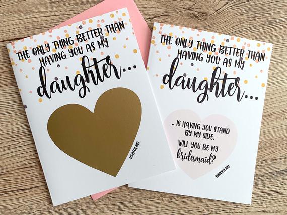 Will You Be My Bridesmaid Scratch Off Proposal for Daughter