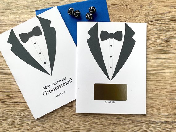Tuxdeo Groomsman Proposal  Scratch Off Card