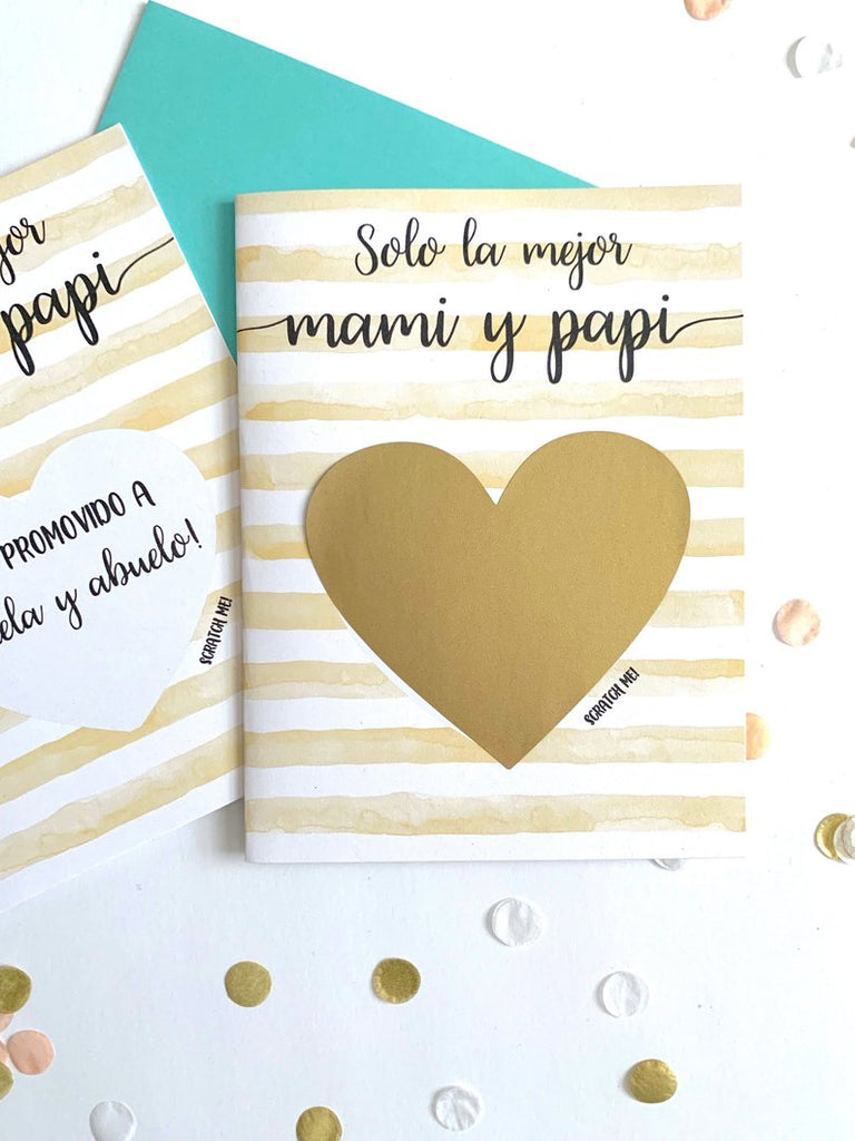 SPANISH Pregnancy Reveal Scratch Off to Mom and Dad