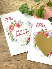 Custom Pink Flowers Bridesmaid Scratch Off Proposal
