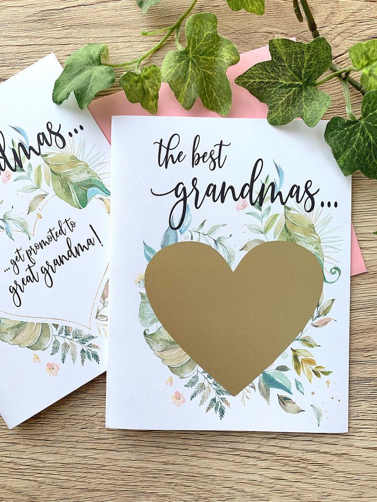 Greenery Pregnancy Scratch Off Card for Great Grandma