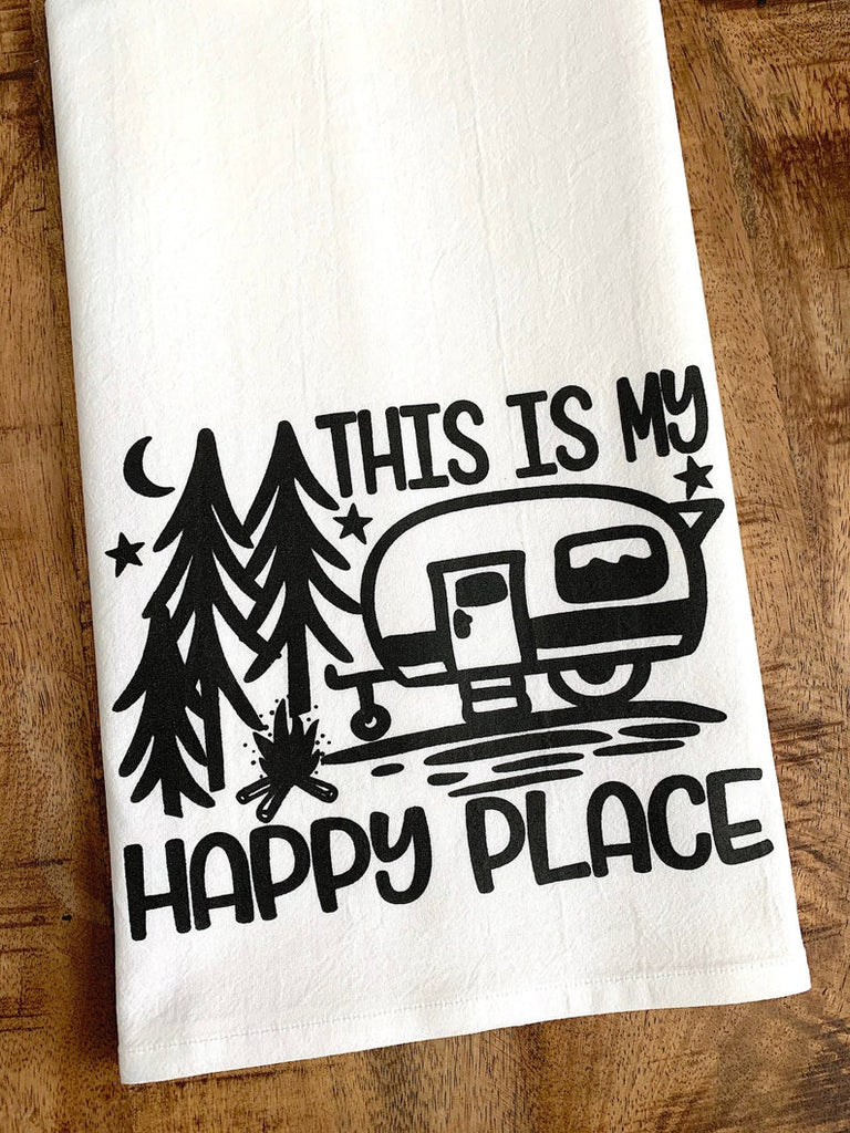 This is My Happy Place Camper Tea Towel